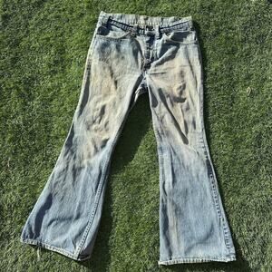 Levis Jeans Orange Tab Size 31 x 28.5 Bell Bottom Flare‎ Blue Flawed